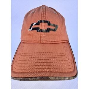 Chevrolet Hat One-Size Red Denim Canvas Distressed Faded Soft Cotton. GM Chevy